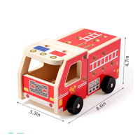 Wooden Assembly Fire Truck Fine Motor Skills Screw-on Building Truck