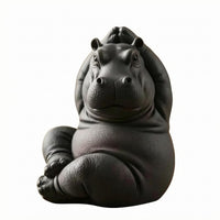 Resin Meditation Hippo Ornament Rounded Statue Sculpted