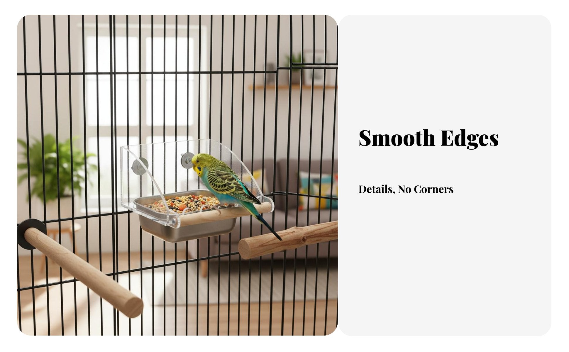 Acrylic birds Feeder Spillproof Acrylic Food Dispenser Large Capacity Cage Mounted Food Bowl for Parrots, Cockatiels
