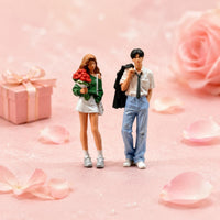 2 Pieces Miniature Couple Figure Standing Hand-Painted Resin Miniatures Detailed