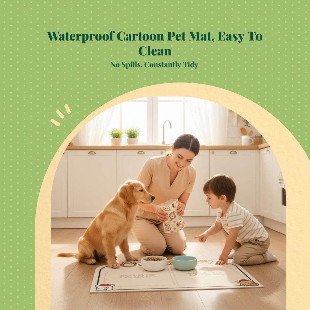Pet Feeding Mat, Water-Resistant Non-Slip Dog and Cat Placemat, Easy-to-Clean PVC Spill-Resistant Floor Mat