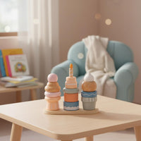 Wooden Dessert Stacker Early Learning Wooden Stacking Game Colorful