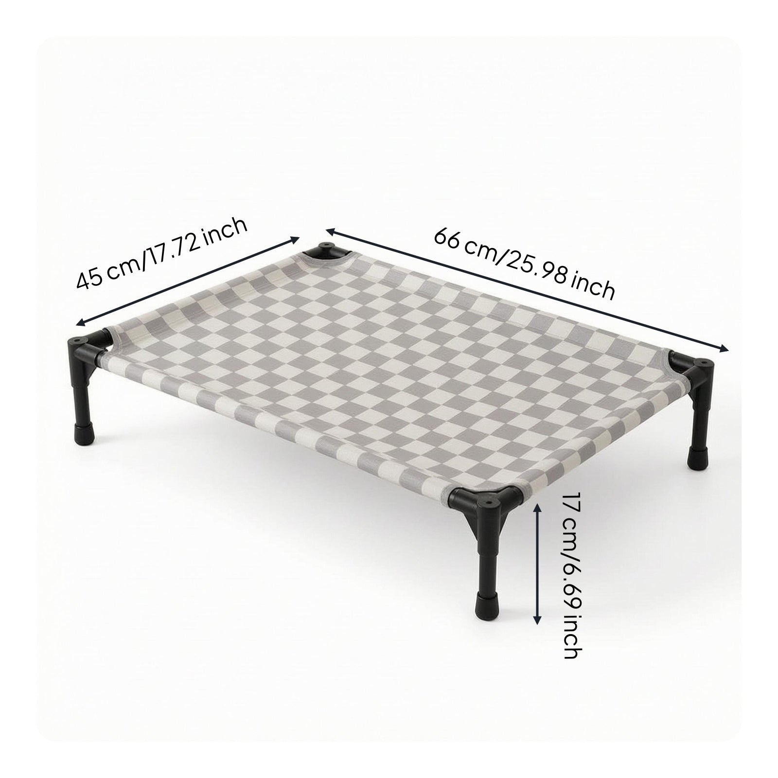 Pet Bed Cot Checker Pattern Raised Pet Bed Canvas Look