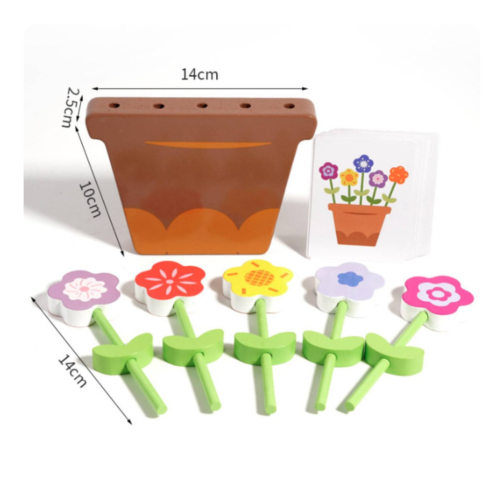 Wooden Flower Arrangement Game Hand-Eye Coordination for Preschoolers