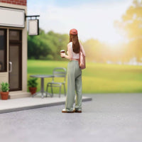 Girl Figure Holding Coffee Display Scene Accessory Coffee Cup Figurine
