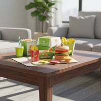 Hamburger Fries Play Set Fine Movement Skills Wooden Burger Toy Safe And