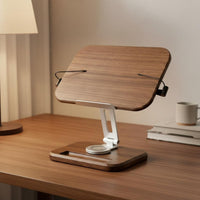 Wooden Book Rest Solid Wood Adjustable Book Holder Aluminum Alloy Arm Walnut Recipe Holder for Students