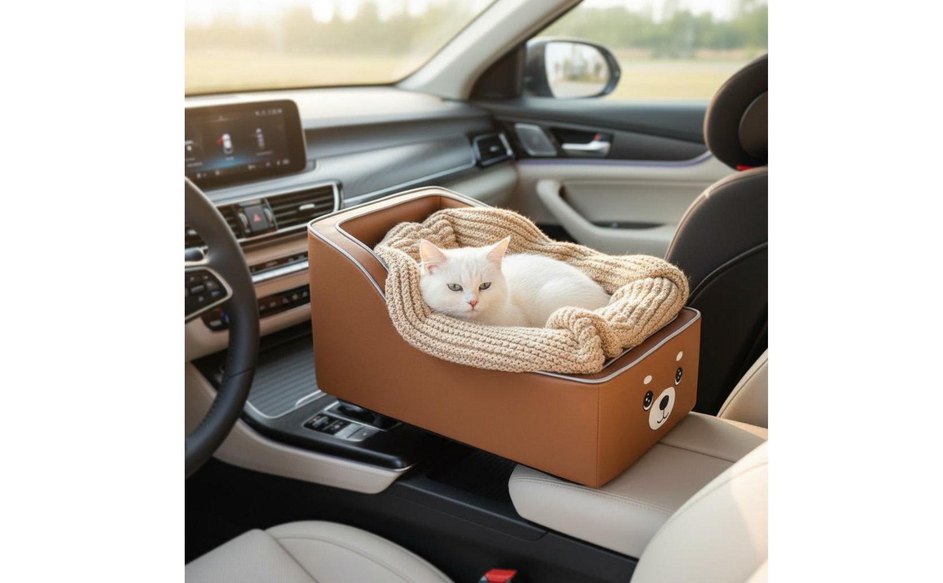 Dog Console Car Seat PU Leather Pet Armrest Booster Seat Waterproof for Cats