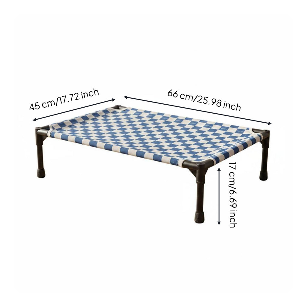 Pet Bed Cot Checker Pattern Raised Pet Bed Canvas Look
