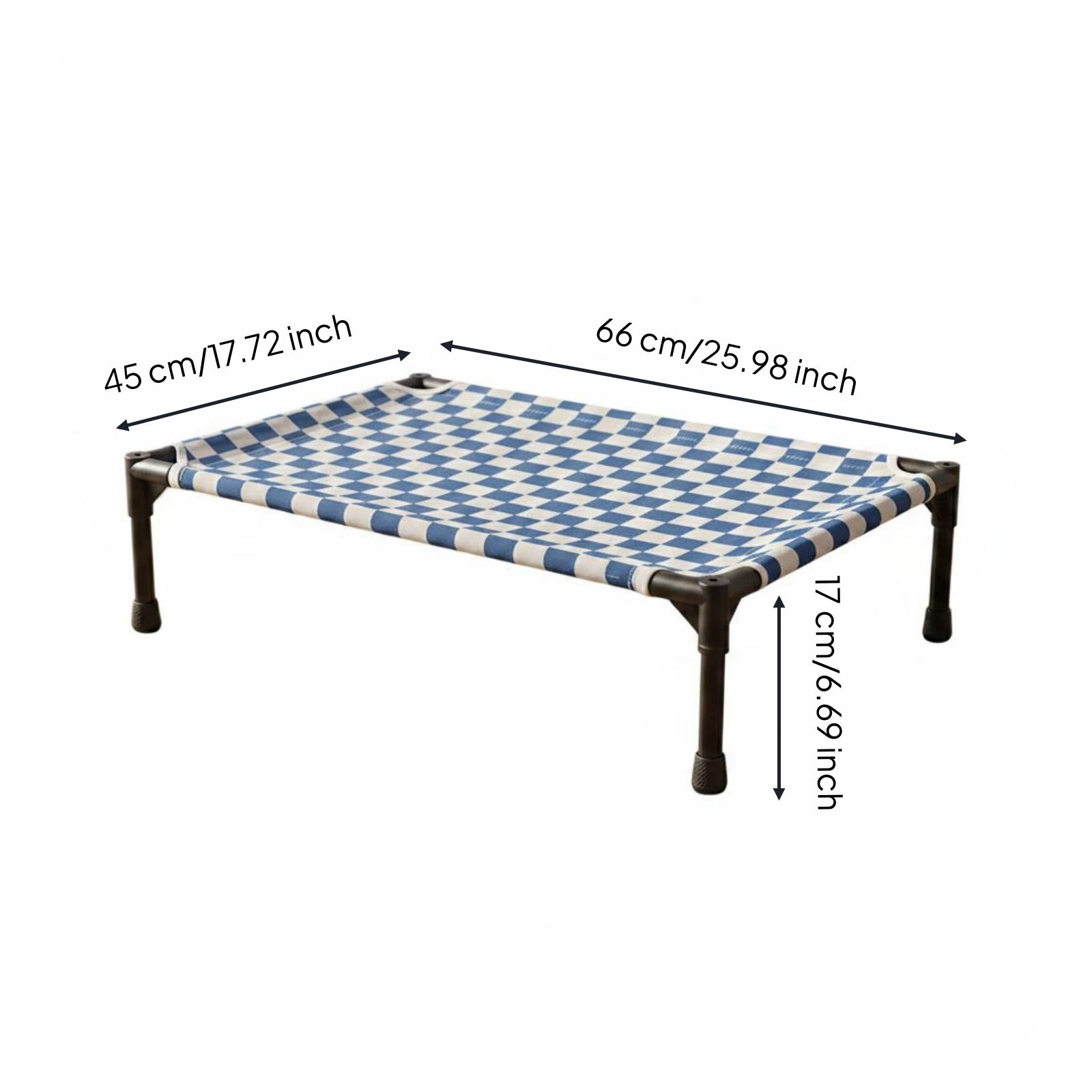 Pet Bed Cot Checker Pattern Raised Pet Bed Canvas Look