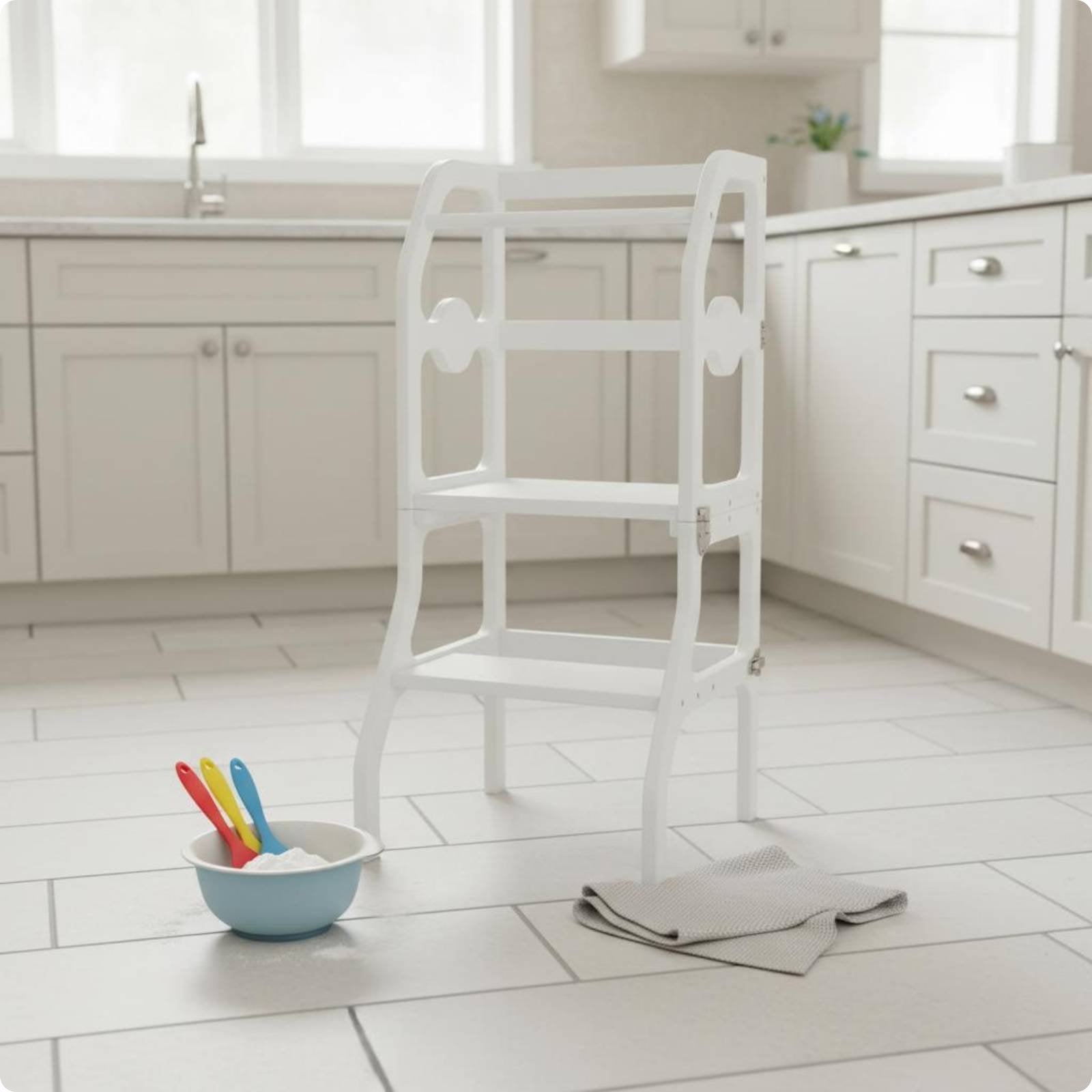 Folding Learning Platform Multifunction Convertible Step Stool Space Saving
