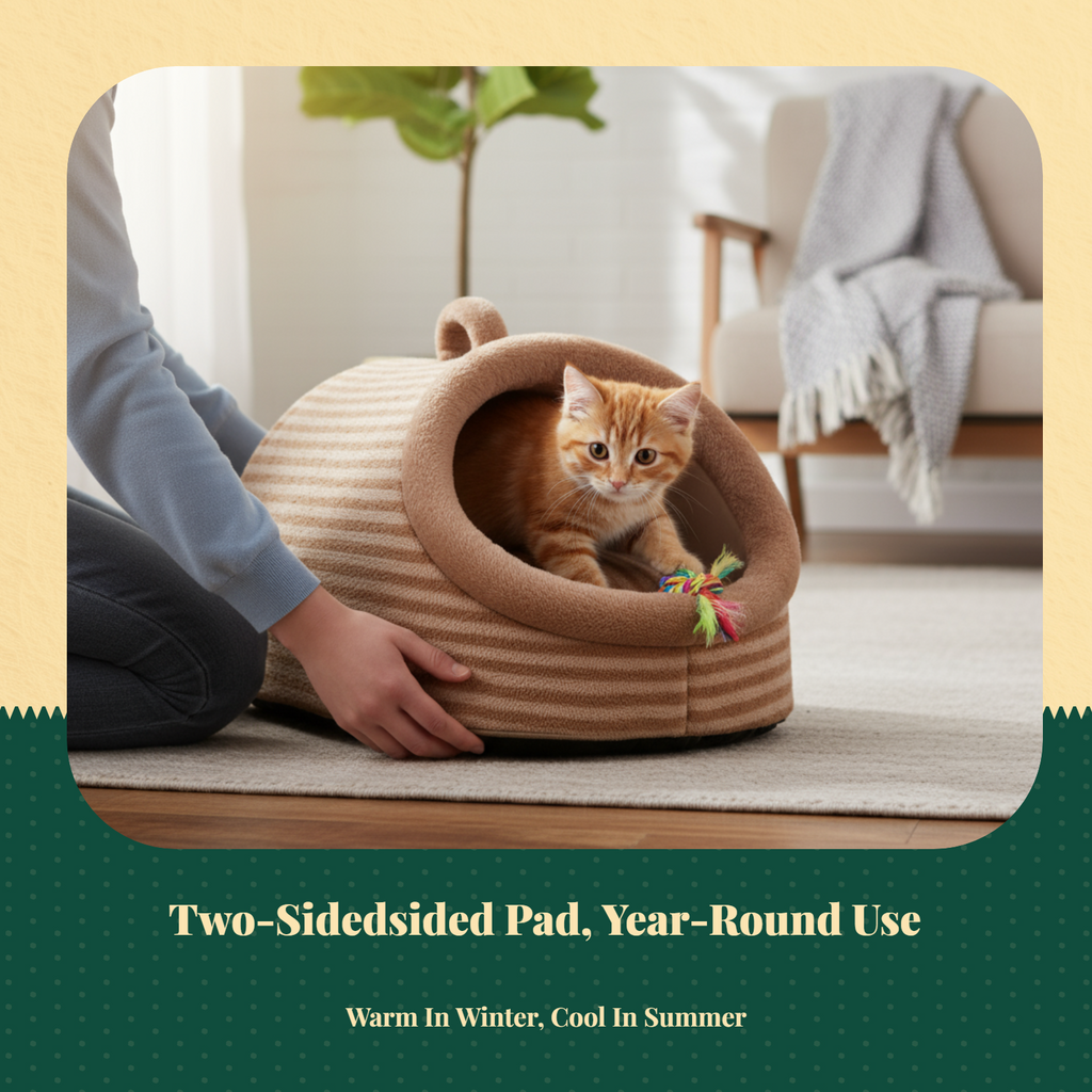 Semi-Enclosed Plush Pet Bed, Calming Indoor Sanctuary