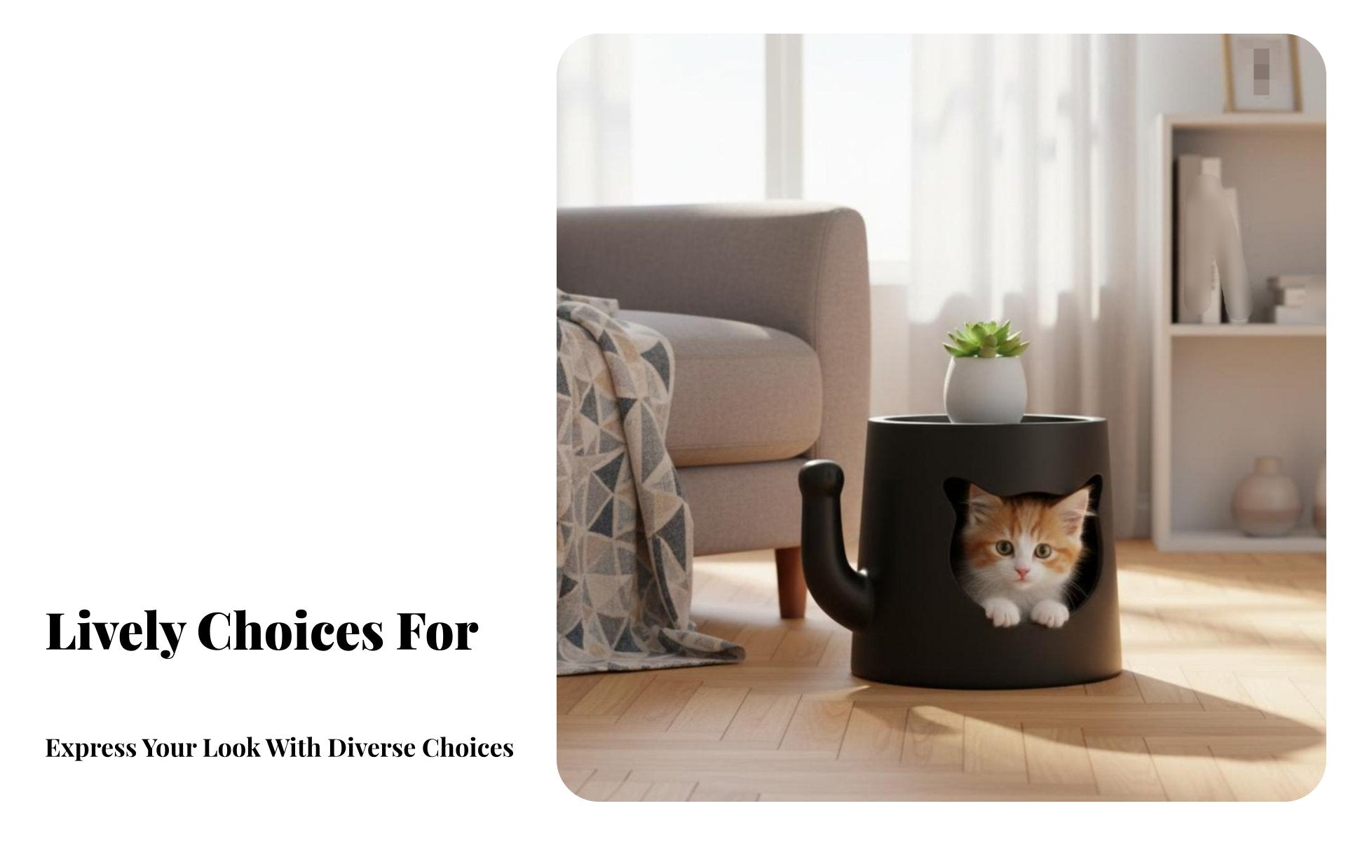 Feline Cave End Table 2-in-1 Design Enclosed Feline Bed Table Spacious Interior