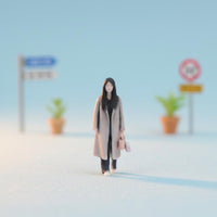 1/64 Scale Woman Figure Realistic Precision Walking Woman Miniature Resin