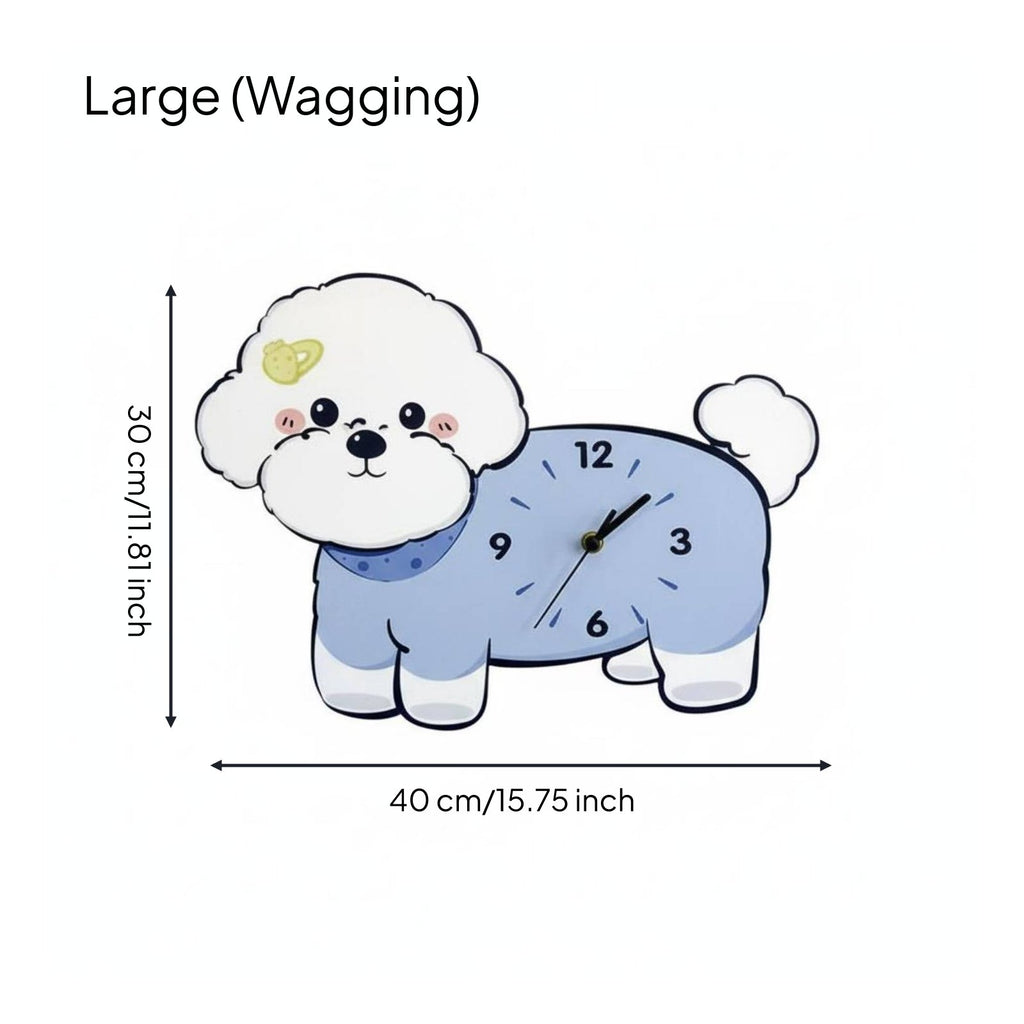 Bichon Frise Wall Clock Unique Gift Wagging Tail Dog Clock for Nursery, Kids