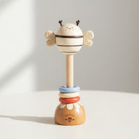 Wooden Bee Rattle Gnaw Bee Toy Develops Fine Motor Skills Infant Grasping Rattle for Infants