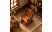 1:12 Scale Chair Slatted Back Wooden Miniature Rocking Chair Decorative