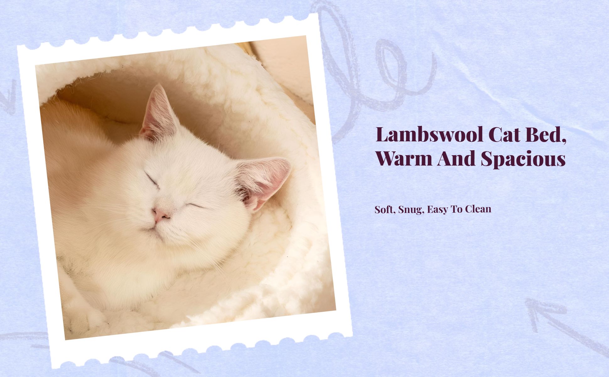 Lambswool cat bed, enclosed, warm.