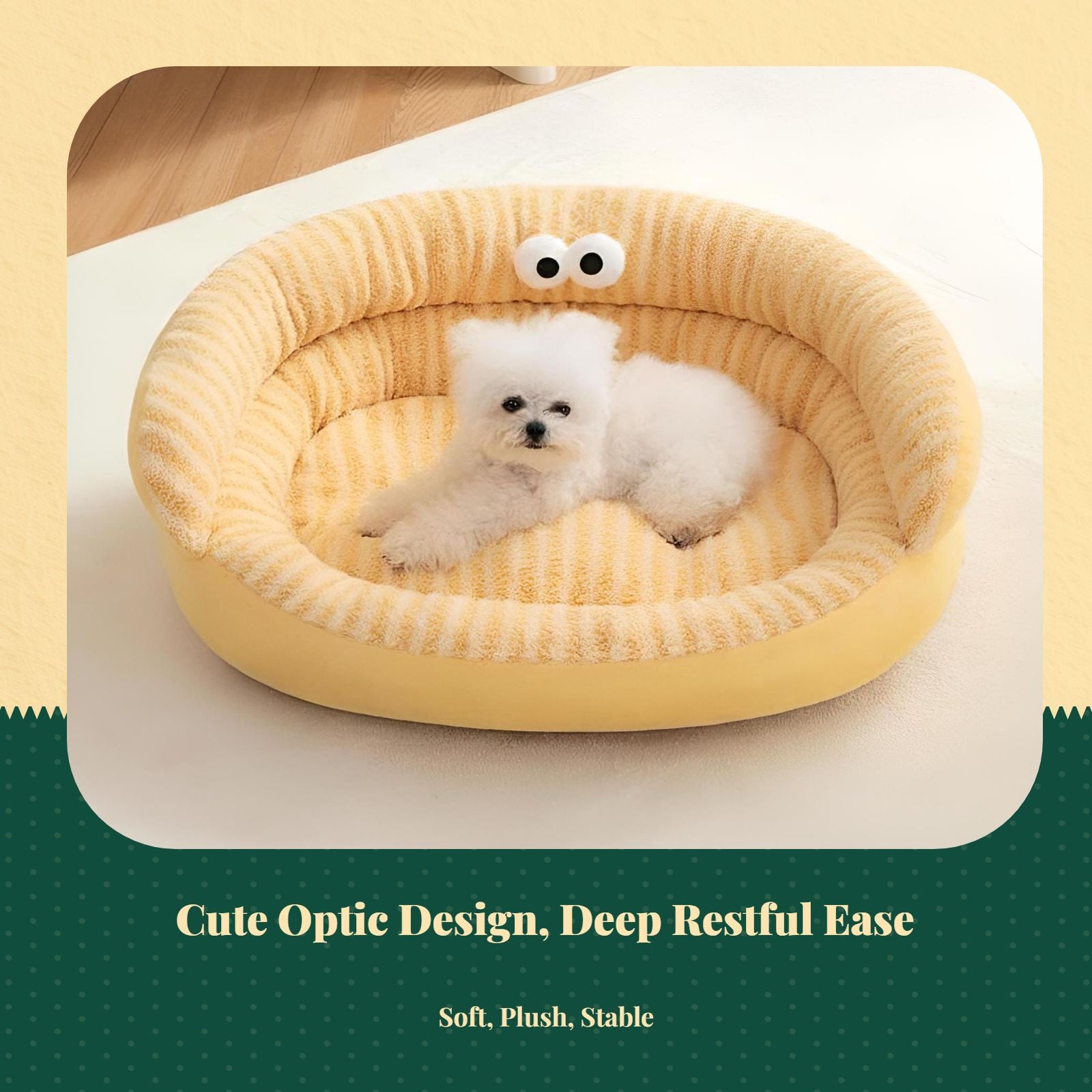 Supportive indoor dog bed for small and medium pets.