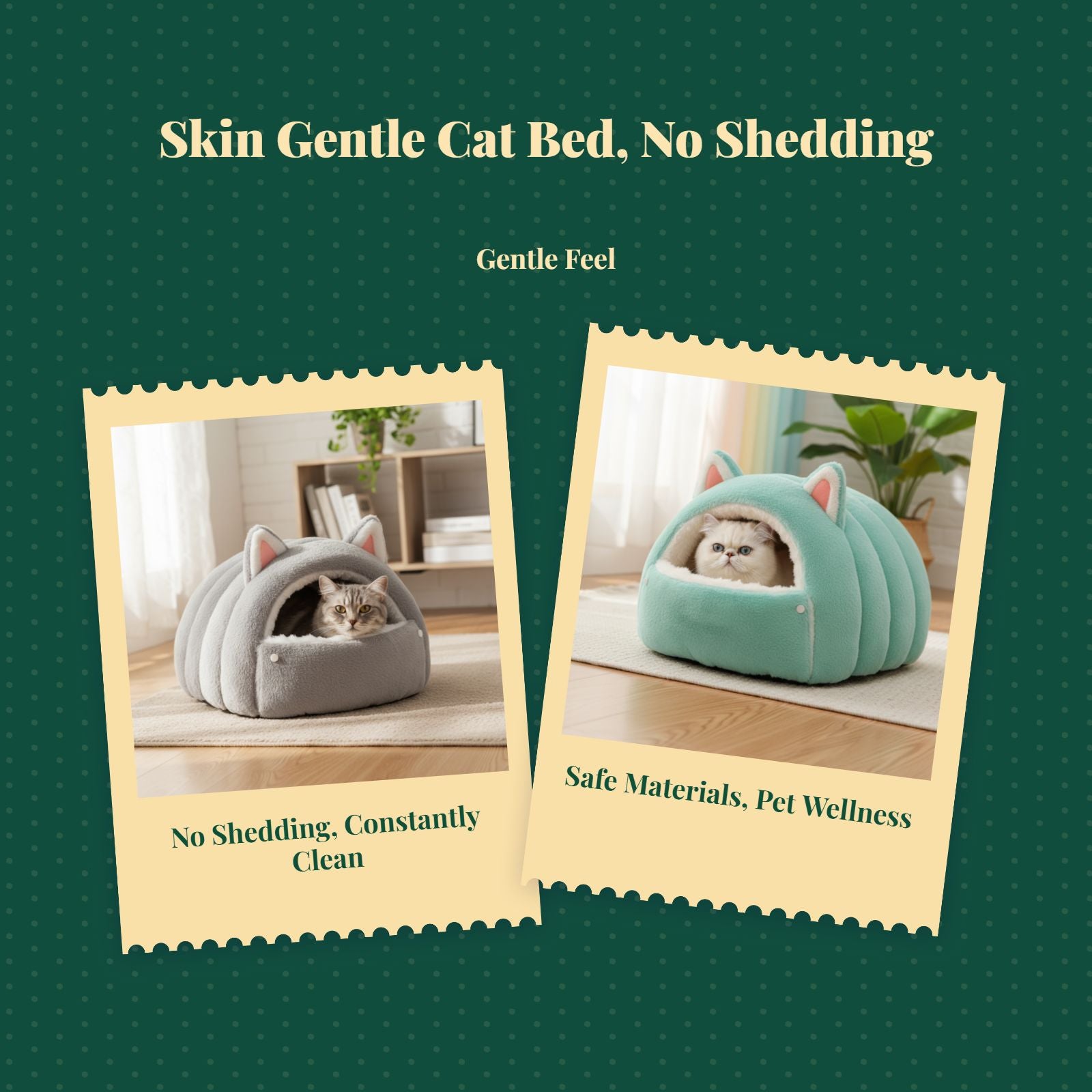 Winter Plush Cat Cave Bed, Non-Slip, Calming, Easy Clean