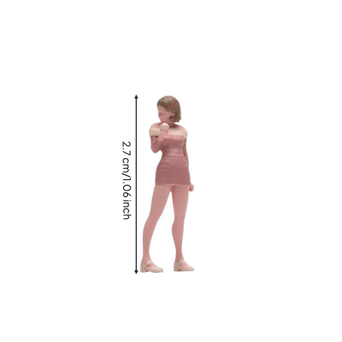 1/64 Scale Girl Figure Display Scene Accessory Hand Painted Miniature Woman