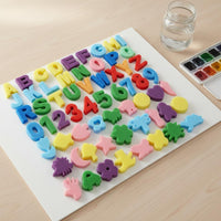 62 Pieces Alphabet Number Sponge Stamps Reusable Foam Painting Stampers Colorful