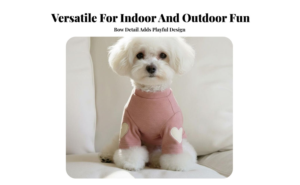 Soft Material Heart Embellishment Dog Sweater Machine Washable Small Dog Pullover for Cats, Young Dogs, Cold Weather, Daily Wear