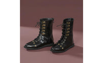 Black Short Doll Boots Handmade Doll Boots Metal Eyelets