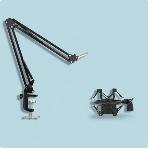 White Mic Arm Stand U-Shaped Blast Filter Desk Mic Arm