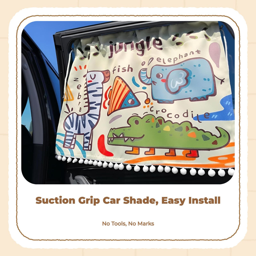 Car sun and shade Screen, Retractable Suction Holder, Sun Protection, Cartoon Design, Side Window Sun Block for Children, Infants, Passengers
