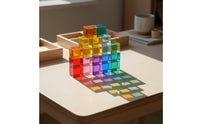 20 Pieces Translucent Colorful Cubes Early Learning Acrylic Building Blocks Smooth Edges Translucent Building Blocks for Preschool, Classroom
