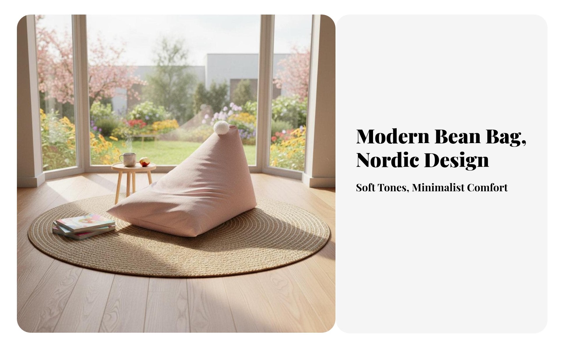 Pyramid Lounger with Tassel Nordic and Design Pouf Cleanable Cover Multifunctional for Children, Parents, Living Room