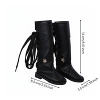 Black Lace-up Doll Boots Highhigh-top/3 BJD Doll Boots Flat Even-Bottom