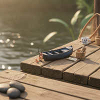 Miniature Fishing Boat Scene Detailed Design Table Decoration Nautical Charm