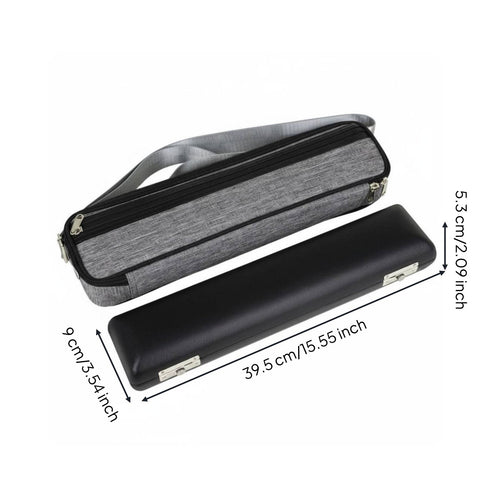 16-Hole Flute Case Set Shoulder Strap Flute Hard Case with Gig Bag Padded Lining Musical Instrument Accessory for Travel