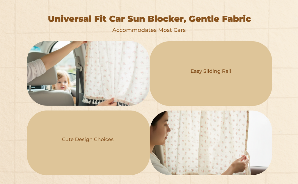 Car Pane Shade, Sliding Rail Installation, Light-blocking Shade Panel for Infants, Sun Protection, Privacy, Heat Insulation