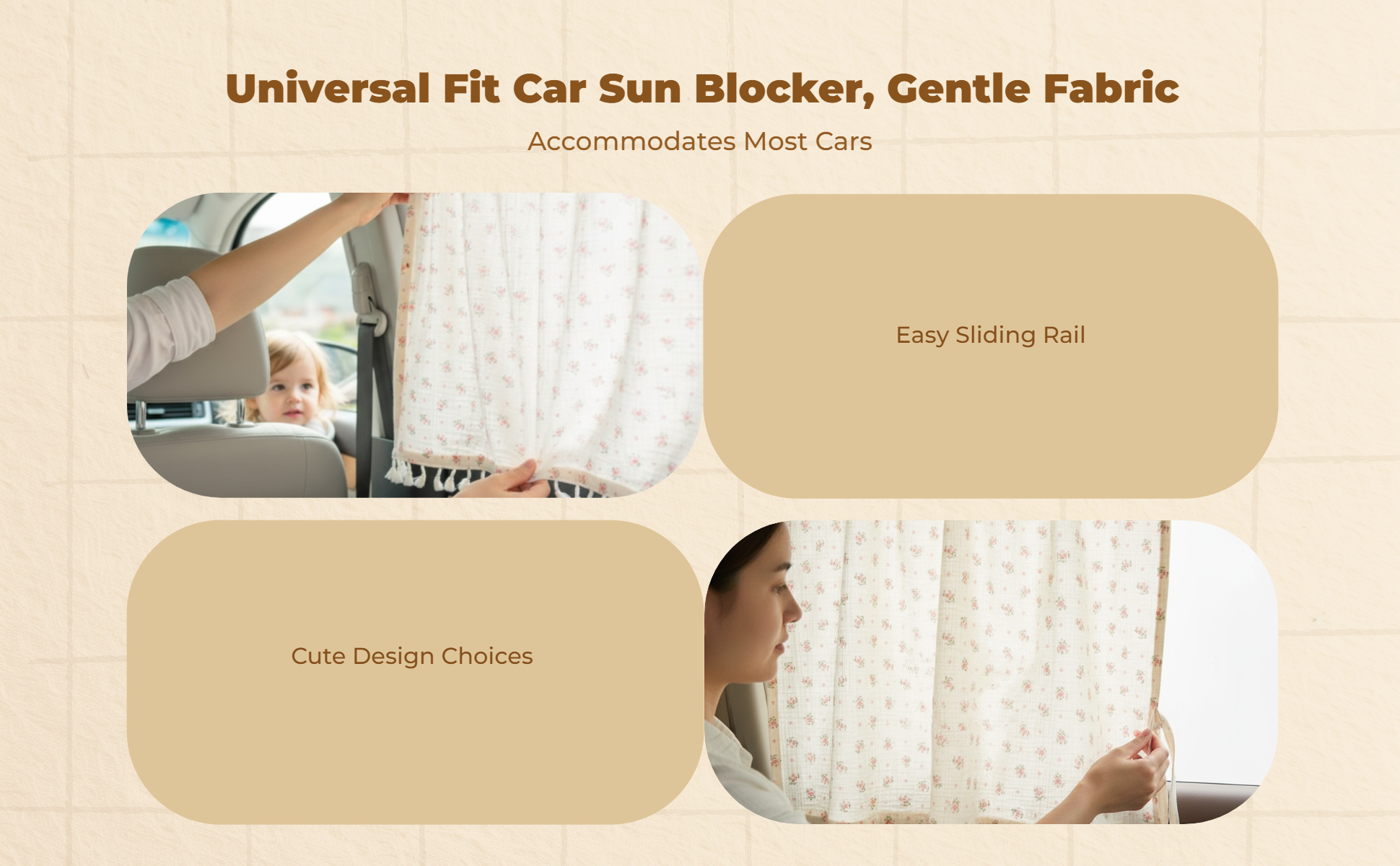 Car Pane Shade, Sliding Rail Installation, Light-blocking Shade Panel for Infants, Sun Protection, Privacy, Heat Insulation