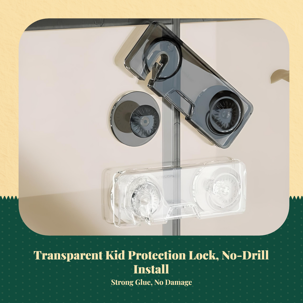 youth protection Cabinet Lock, no tools required, strong sticky backing, toddler-safe drawer latch for glass doors, kitchen, and home