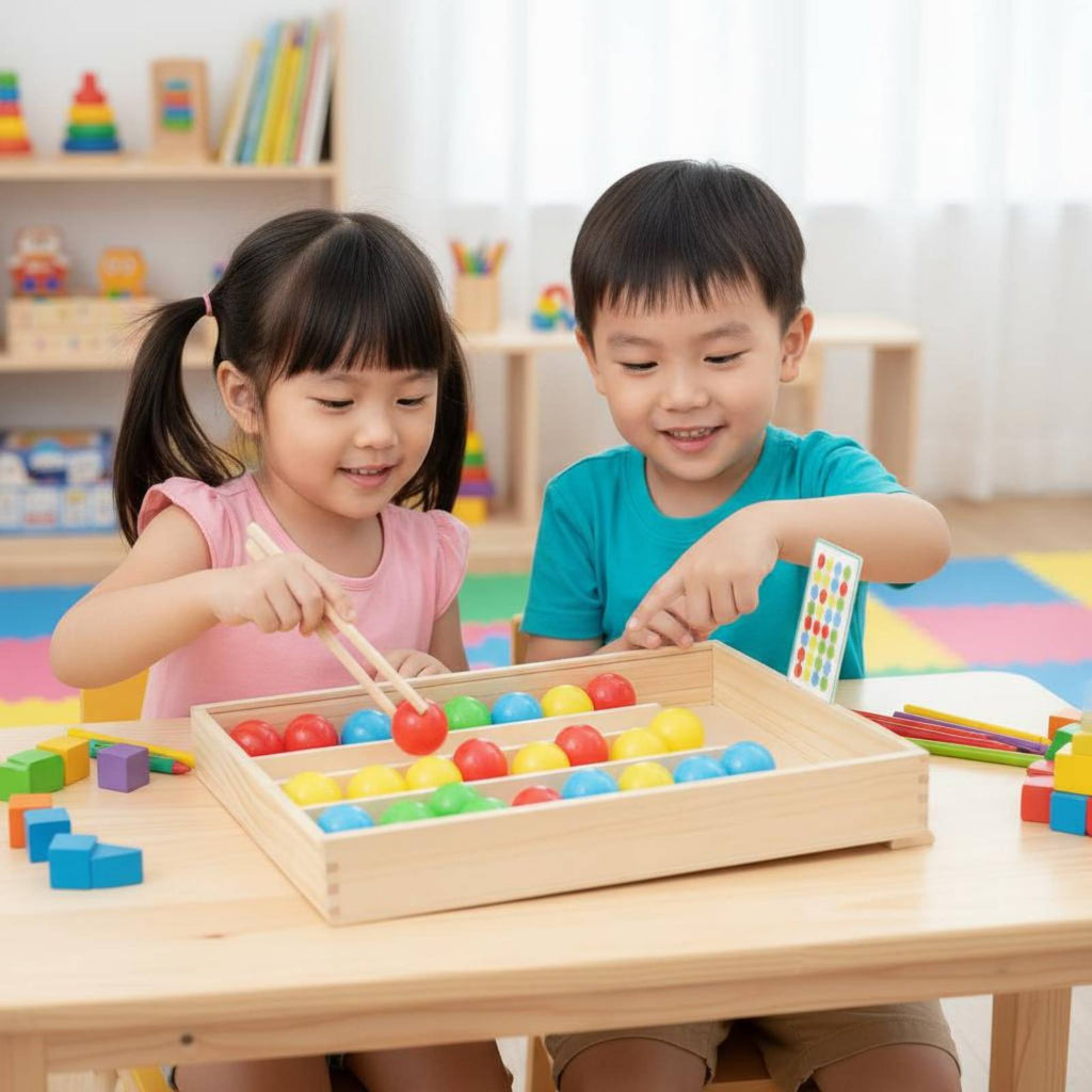 Brain Teaser Colored Ball Sorting Game Learn Through Play Color Sorting Bead Game Fine Movement Skills Development Color Matching Game Board Hand-Eye Coordination for Children, Toddlers, Classroom