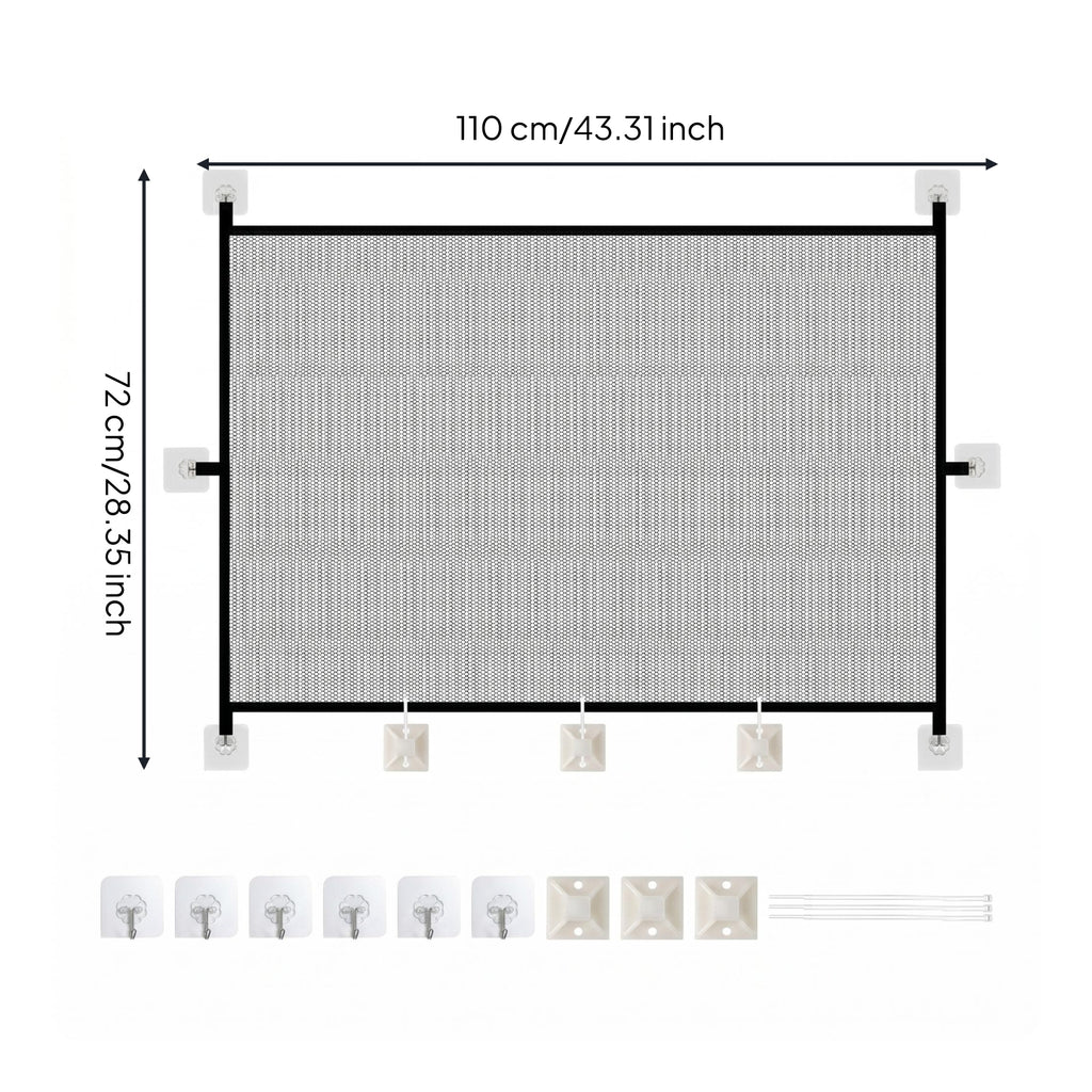 Mesh Pet Barrier Panel Black Frame Rectangular Mesh Gate Panel White Hardware