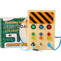 Wooden LED Busy Board Toy Travel-Friendly LED Busy Board Safe Rounded Edges