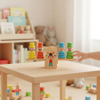 Wooden Clown Balance Scale Develops Hand-Eye Coordination for Preschoolers