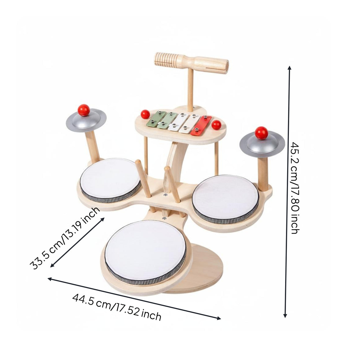 Wooden Drum Xylophone Set Educational Toy Wooden Drum Set Fine Motor Skills Musical Percussion Table for Toddlers