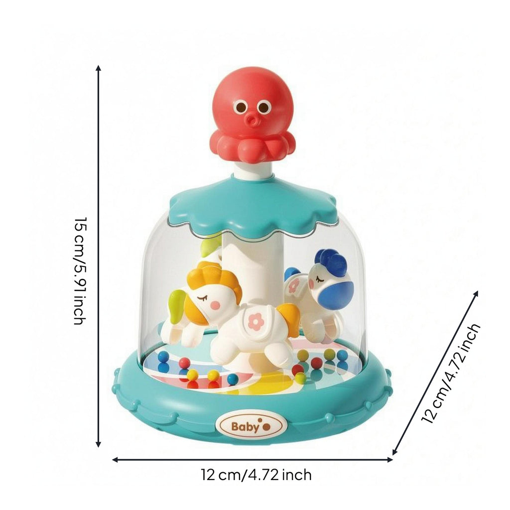 Dome Carousel Toy Hand-Eye Coordination Press-and-Rotate Toy for Young Children