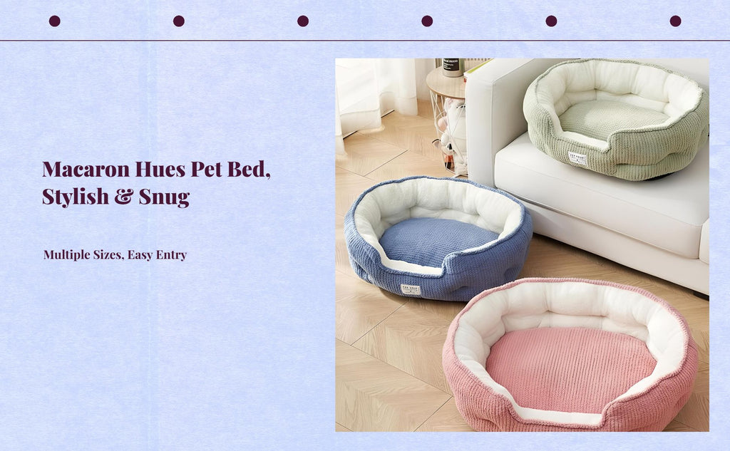 Pet Bed, Cozy Dog & Cat Bed, Plush, Calming, Washable