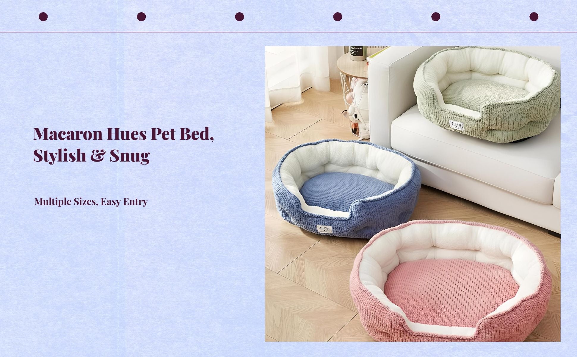 Pet Bed, Cozy Dog & Cat Bed, Plush, Calming, Washable