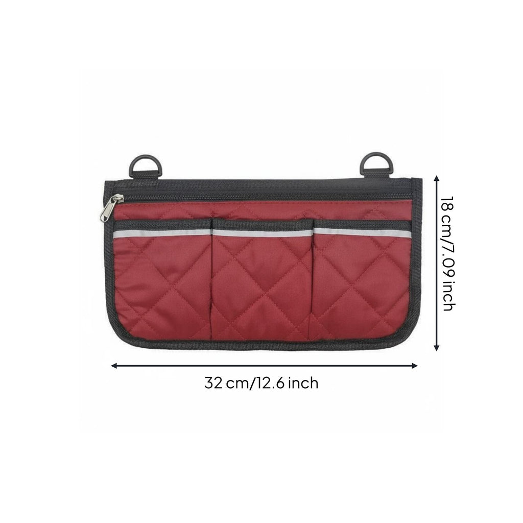 Wheelchair Side Pouch Adjustable Straps Stroller Side Organizer for Seniors