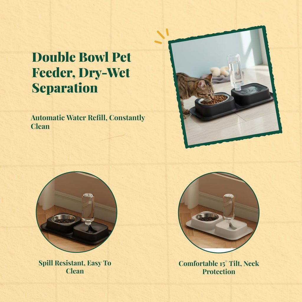 Spill-resistant dual pet feeder