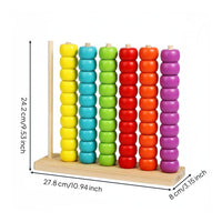 Rainbow Bead Counter Educational Wooden Bead Stacking Toy Fine Motor Skill Development Color Sorting Stacking Rings for Young Children, Playroom