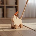 Baby Push Stroller Physical Skill Practice Wooden Push Toy Natural Wood